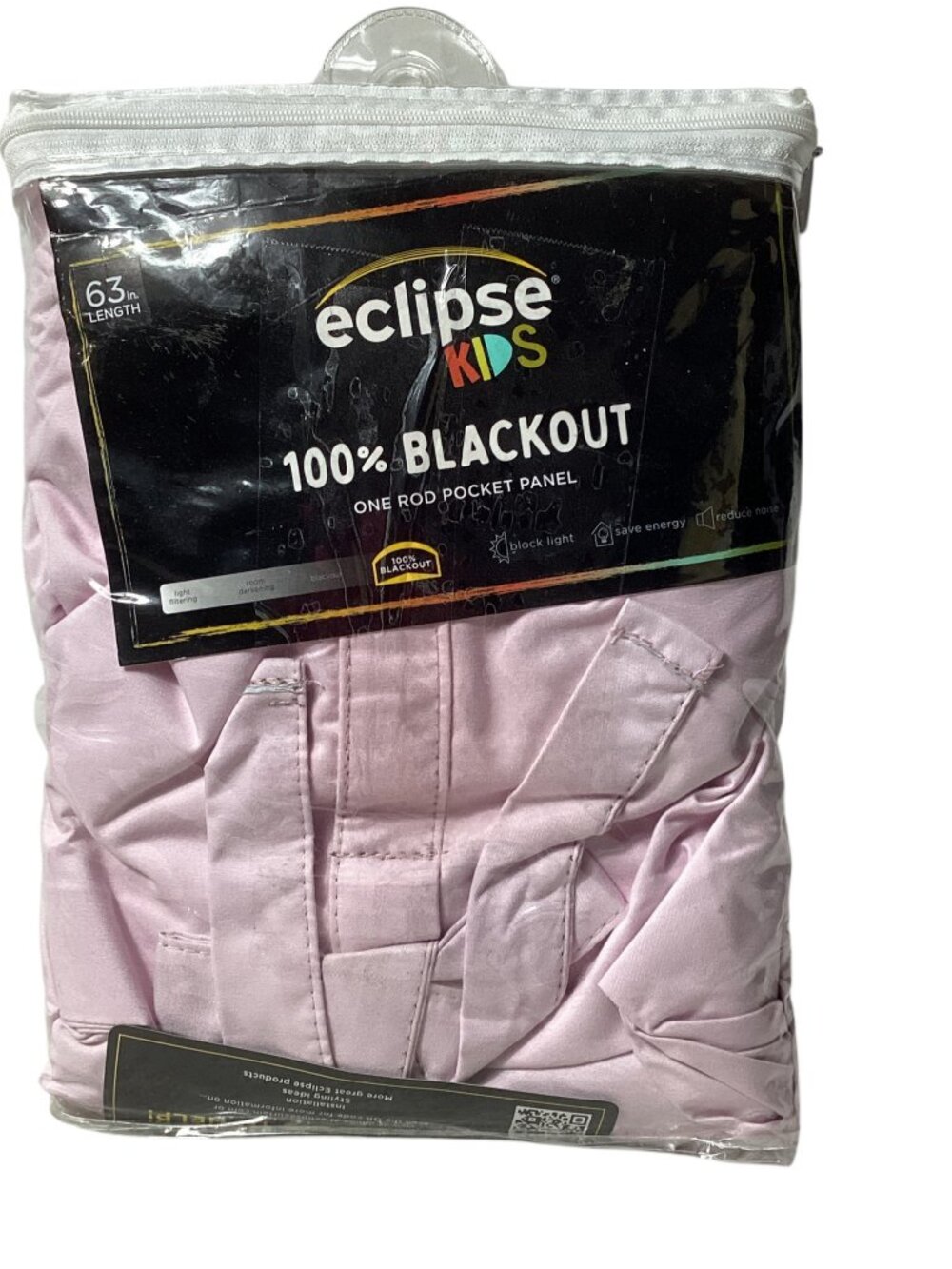 Eclipse: Kids 100% Blackout Single Pink Curtain Panel, 40X63 inches